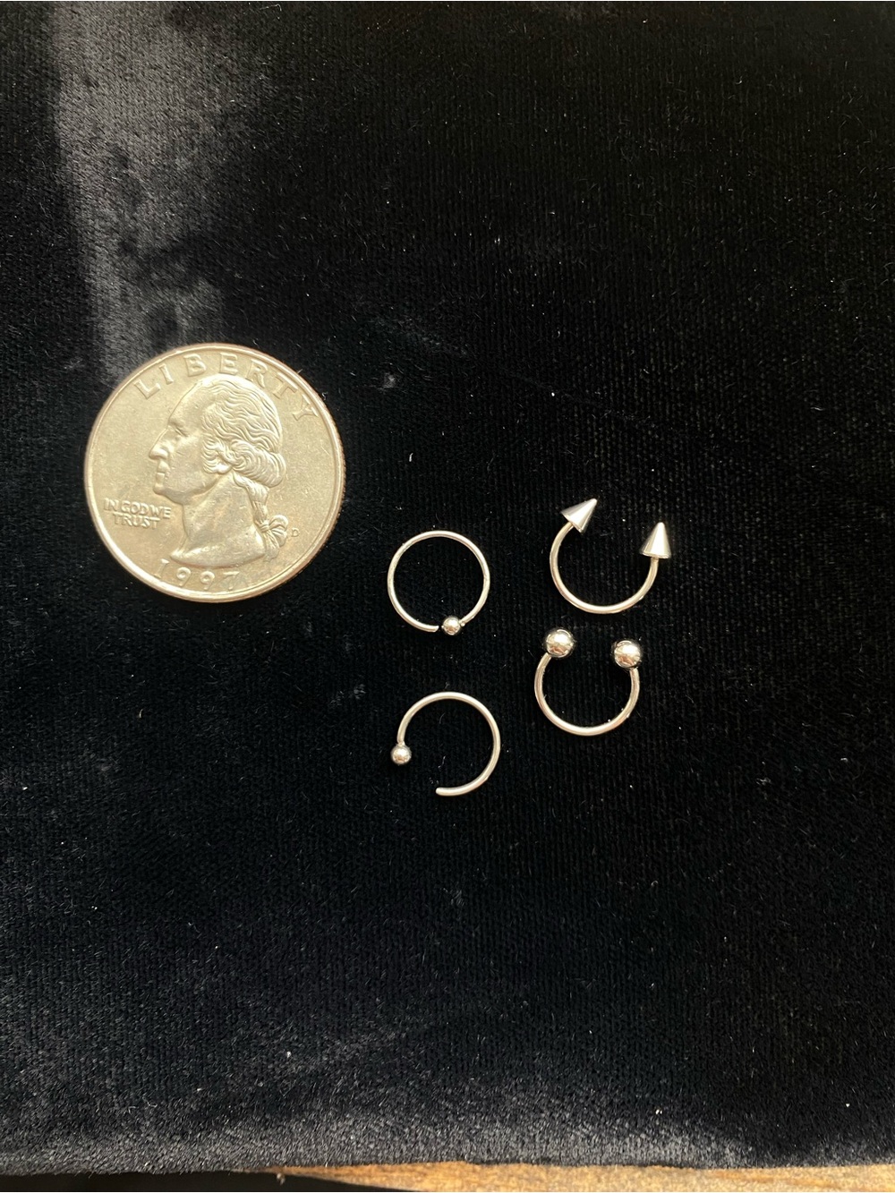 Sterling Silver Hoop & Stud Nose Ring Set - Silver